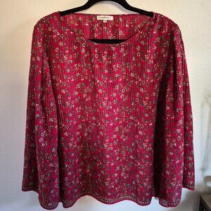Max Studio red floral print blouse size M